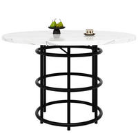 ESSTISCH 100x100x76 cm in Weiß und Schwarz aus MDF mit Marmoroptik auf schwarzem Metallgestell - Schwarz, Holzwerkstoff (100/100/76cm) - Modfu