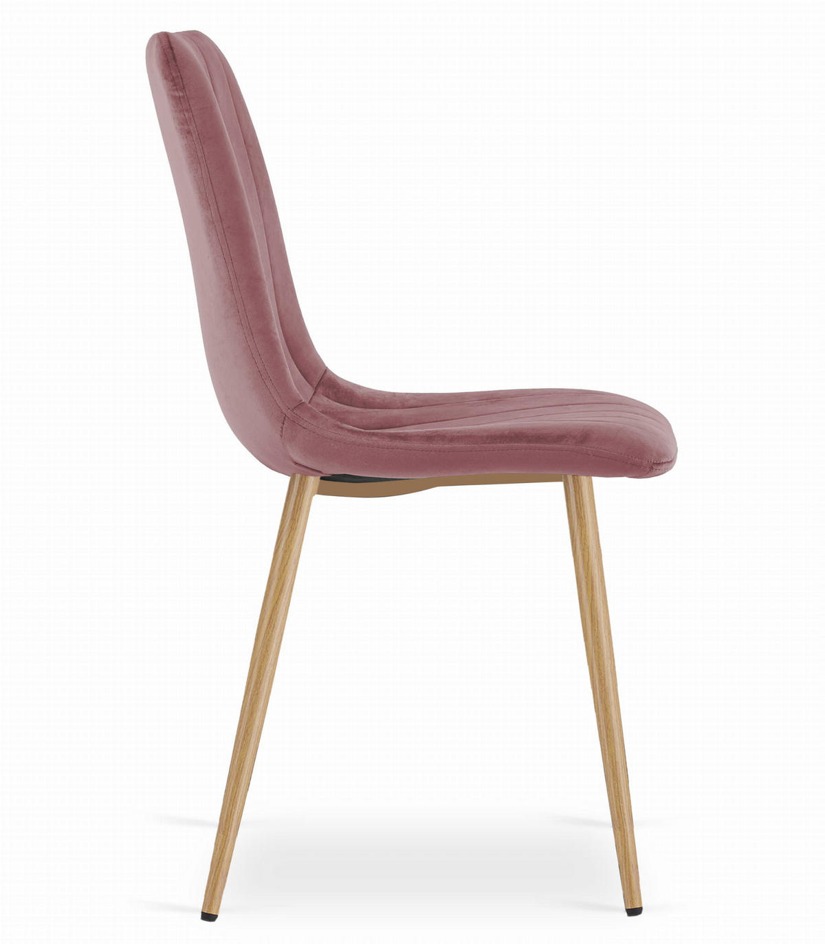 STUHL ORSARA 1 Stück, Rosa, Metallbeine in Holzfarbe, mit Samtstoff gepolstert - Rosa, Textil/Metall (43/90/51cm) - Komodee