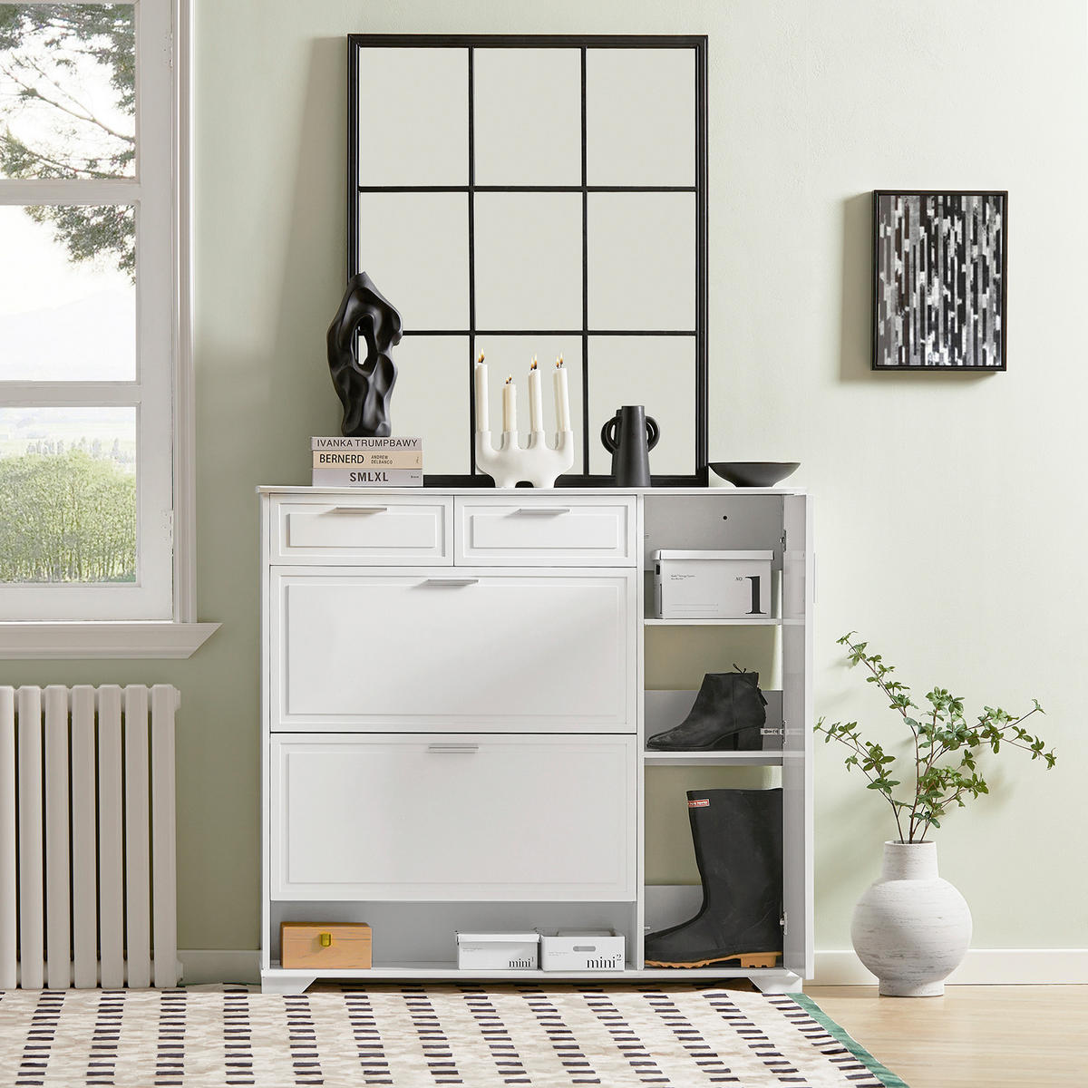 SCHUHSCHRANK Weiß - Weiß, Holzwerkstoff (120/111/26cm) - SoBuy