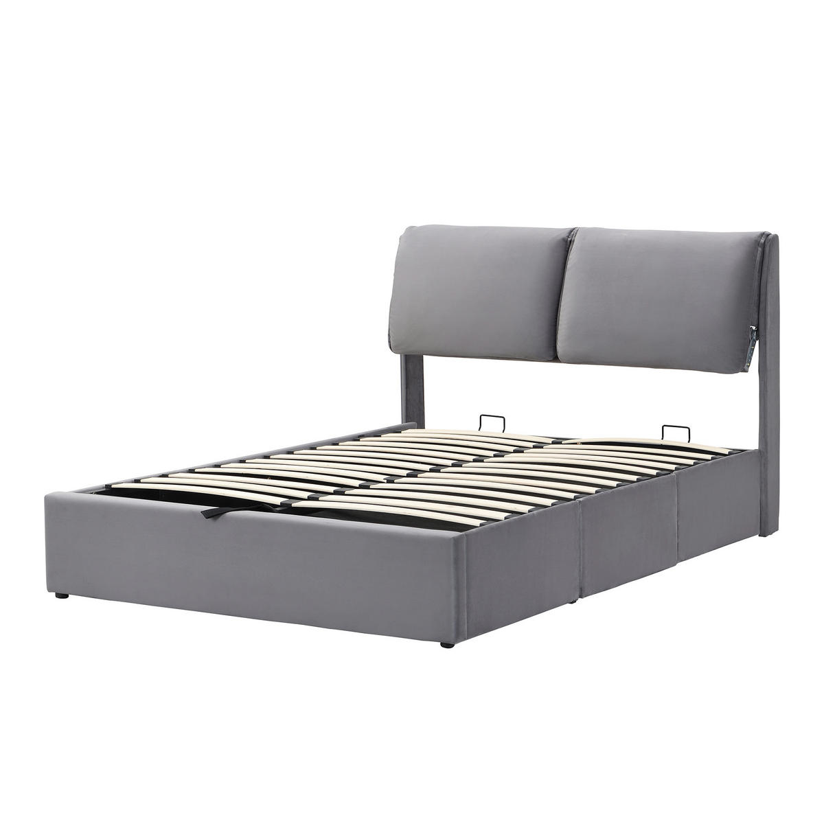 POLSTERBETT 140/190 cm in Grau Samt mit Bettkasten, 3 Schubladen und Verstellbarem Kopfteil - Grau, Holzwerkstoff/Textil (140/190cm) - CHICFURN