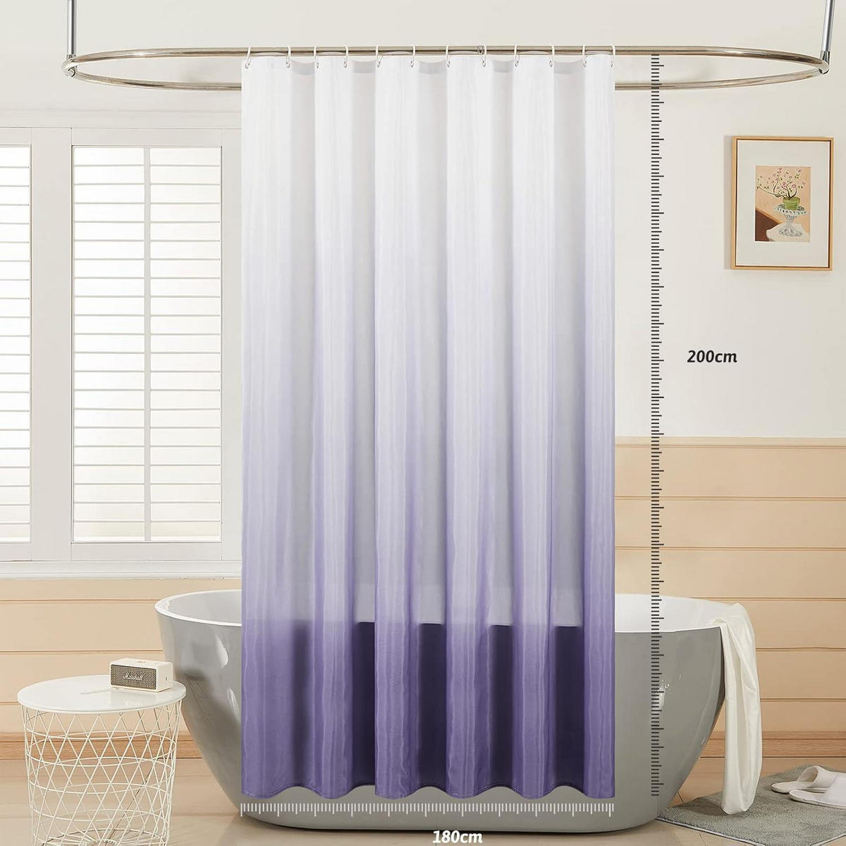 DUSCHVORHANG 180 x 200 cm Violett - Multicolor, Textil (180/200cm)