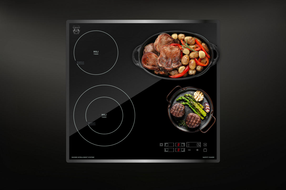 MULTIFUNKTIONS-ELEKTRO-BACKOFEN 60 cm EH 6344 N+KCT 6115 F Glaskeramik Kochfeld 60cm - Schwarz, Metall (59.4/59.4/57.5cm) - Kaiser Küchengeräte