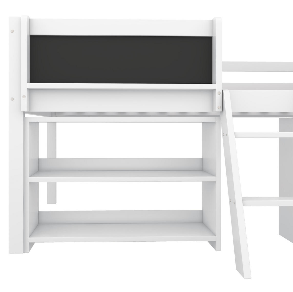 HOCHBETT 90/200 cm weiß mit Aufbewahrung und Sicherheitsgeländer mit Matratze - Weiß, Holzwerkstoff (90/200cm) - OKWISH