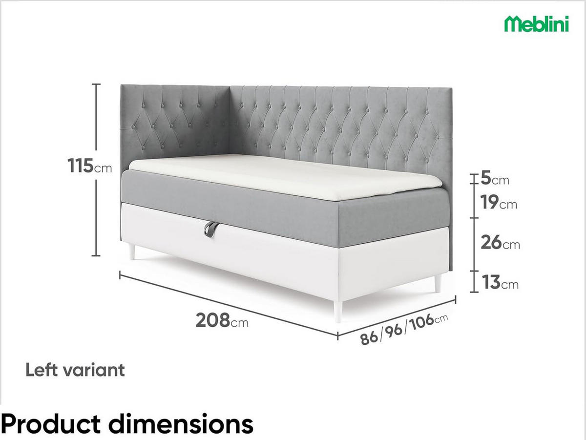 KINDERBETT FLIPPO 3 - Weiß/Grau, Holzwerkstoff (96/208cm) - Meblini