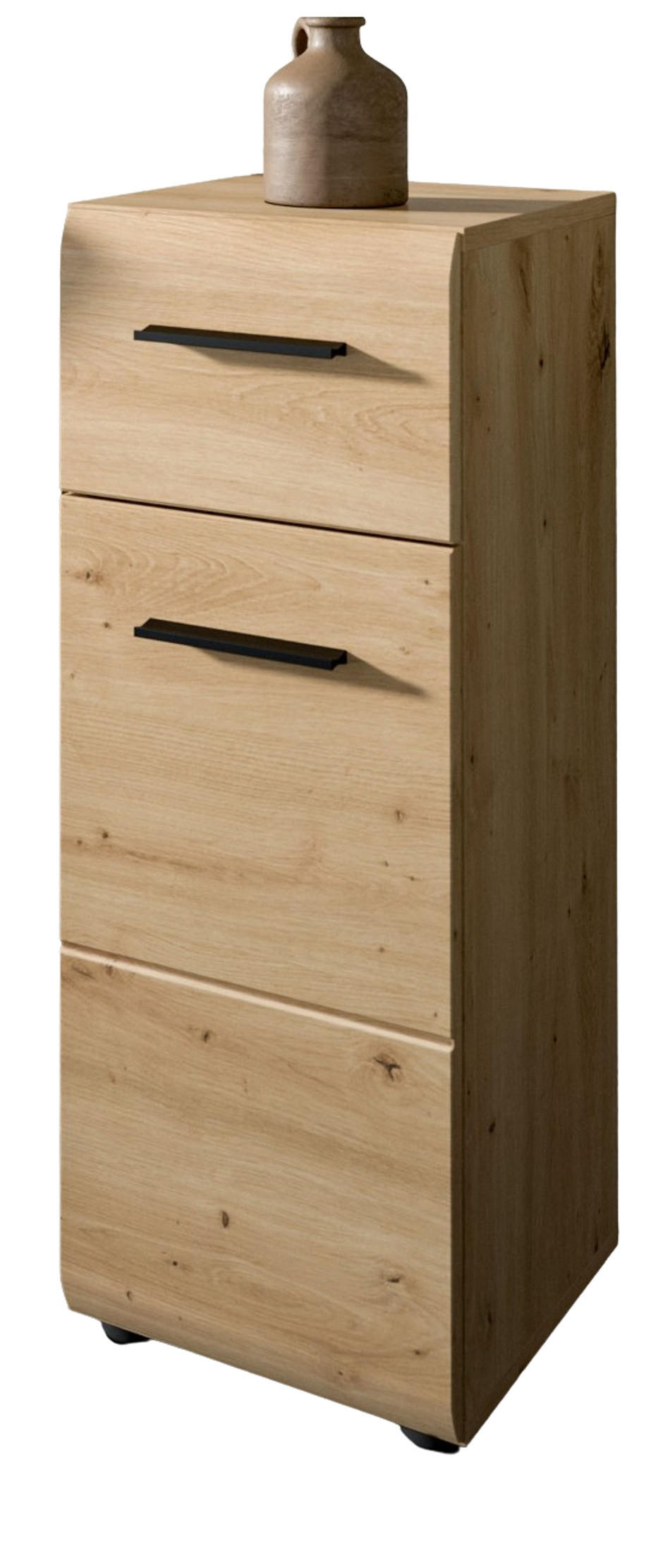 MIDISCHRANK in Eiche Artisan, Bad Unterschrank mit Vollauszug Schubkasten, 30 x 80 cm - Schwarz/Eiche Artisan, Holzwerkstoff/Kunststoff (30/80/30cm) - Inn.Furn