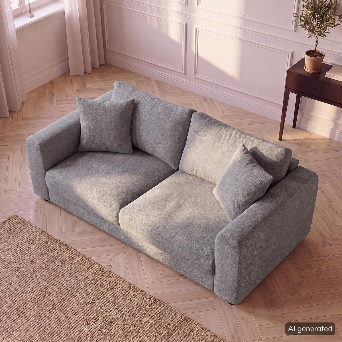 2,5-SITZER SOFA - Schwarz/Grau, Holz/Kunststoff (182/79/106cm) - home24