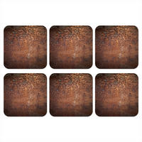 GLASUNTERSETZER 6er-Set Stahl - Rost - Bronze - Struktur 10x10 cm - Rostfarben, Naturmaterialien (10/0.2cm) - MuchoWow