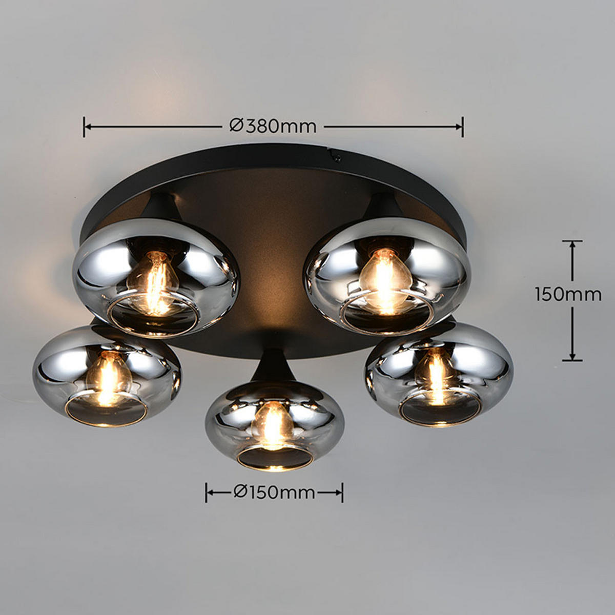 DECKENLEUCHTE Schwarz Matt - Schwarz, Glas (49/49/15cm)
