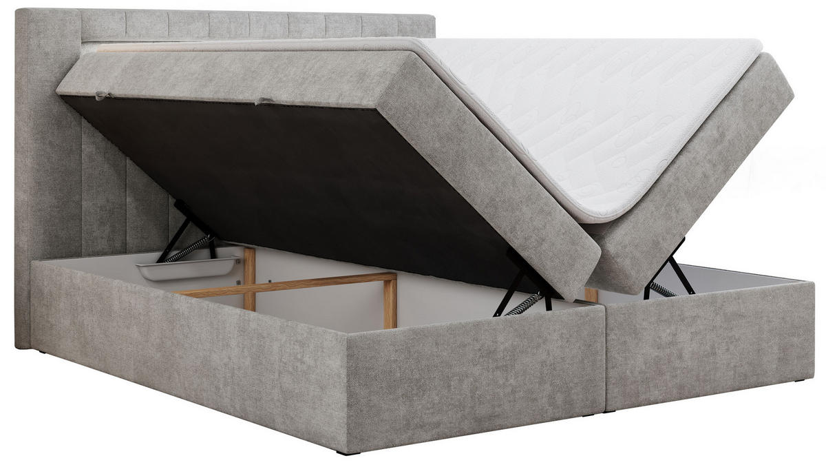 BOXBETT GOLD-5 LED 200/200 Hellgrau Struktur - H4 - Hellgrau, Holz/Textil (200/200cm) - MKS