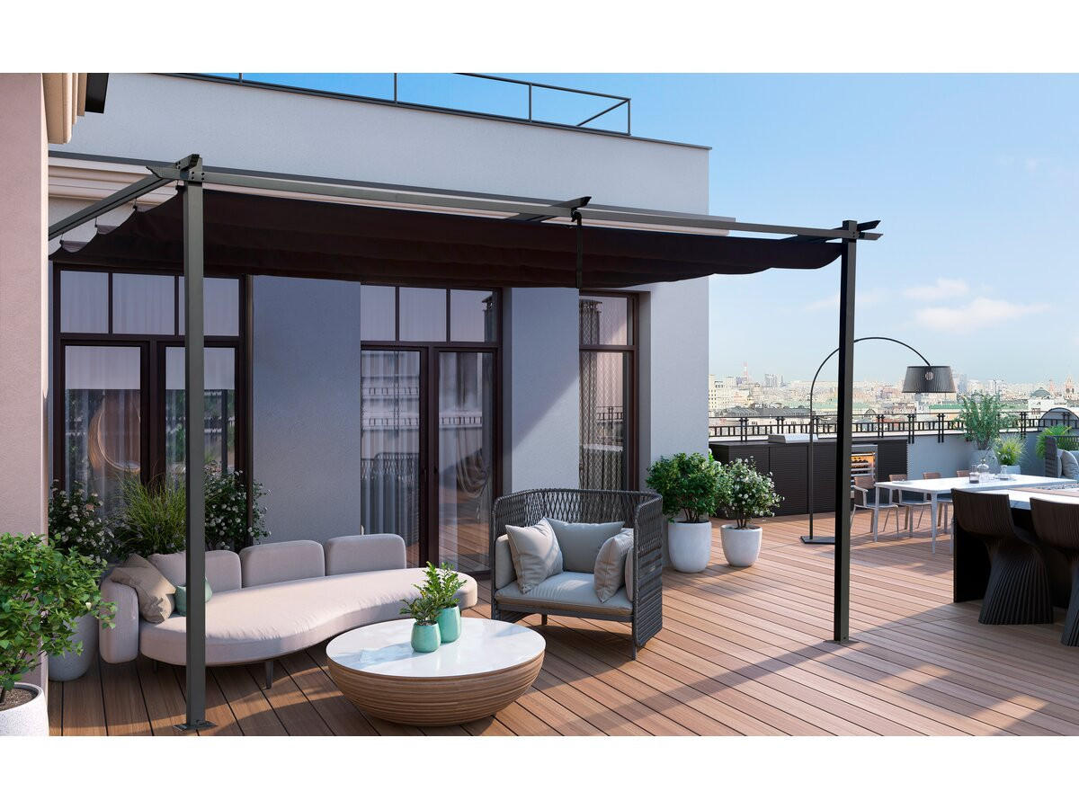 PERGOLA Anbau Metall Anthrazit - Anthrazit, Metall (395/231/290cm) - Habitat Garten