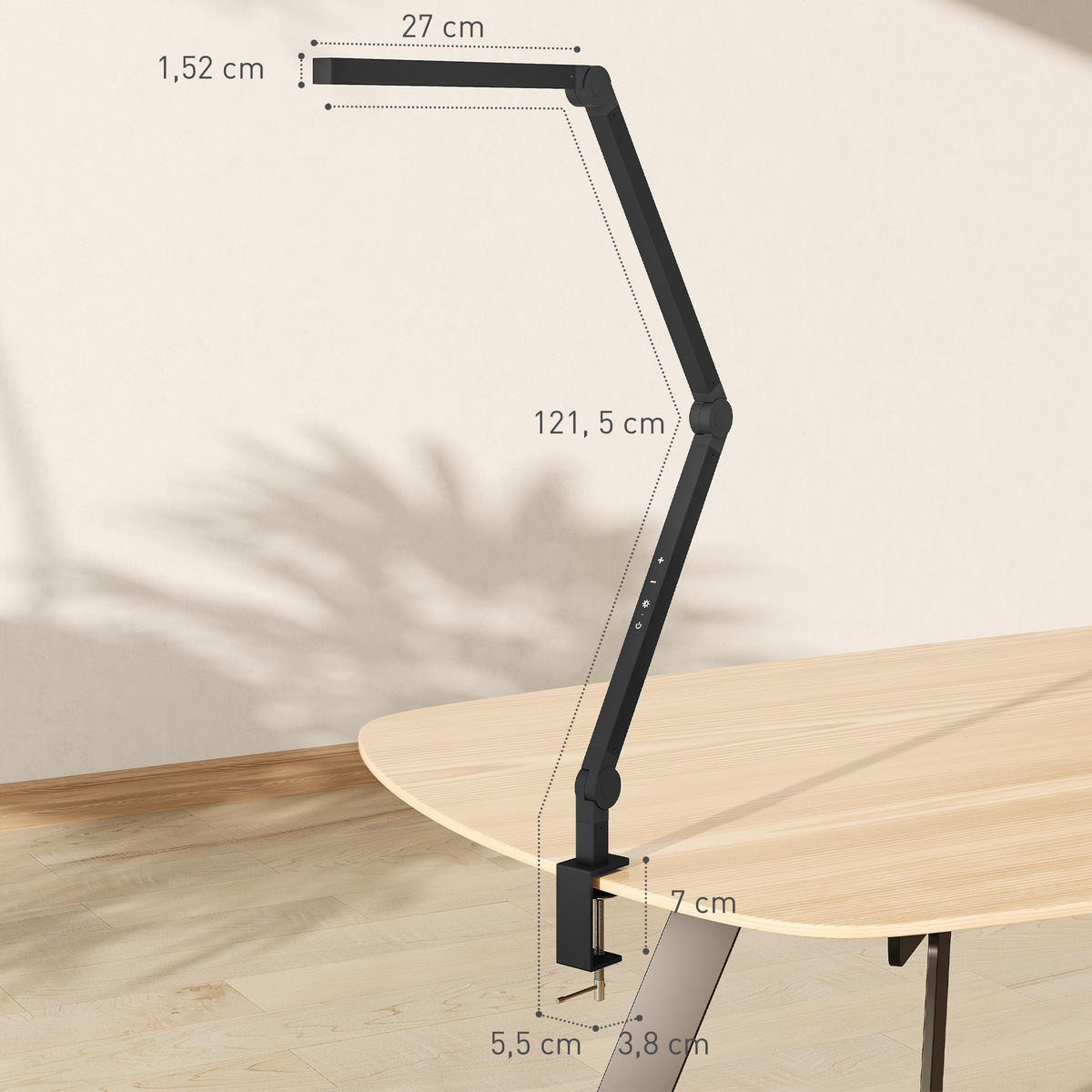 TISCHLEUCHTE, LED anpassbare Helligkeit Schwarz - Schwarz, Metall (121.5/3.8/5.5cm) - HOMCOM