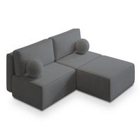 ECKSOFA VARNA P Grau Kordstoff mit Schlaffunktion - Grau, Holz (196/158cm) - MASSENO