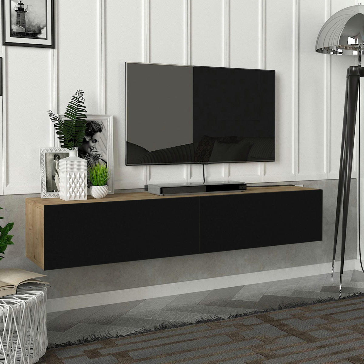TV-ELEMENT Toivakka - Schwarz, Holzwerkstoff (135/25/31cm) - [en.casa]