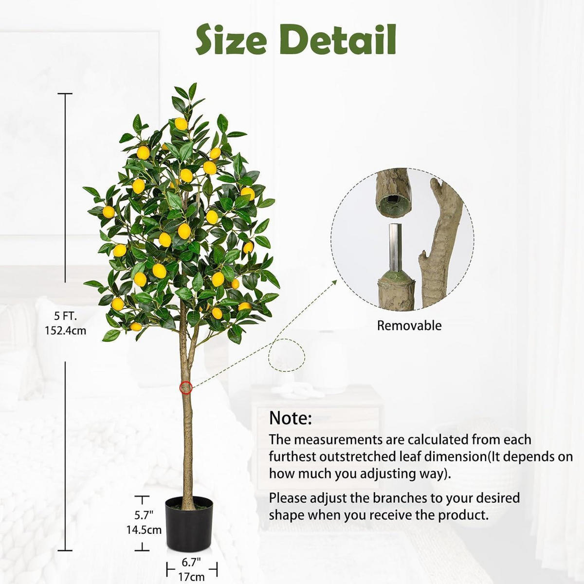 KUNSTPFLANZE Zitronenbaum 150 cm mit Topf - Multicolor, Kunststoff (11cm)