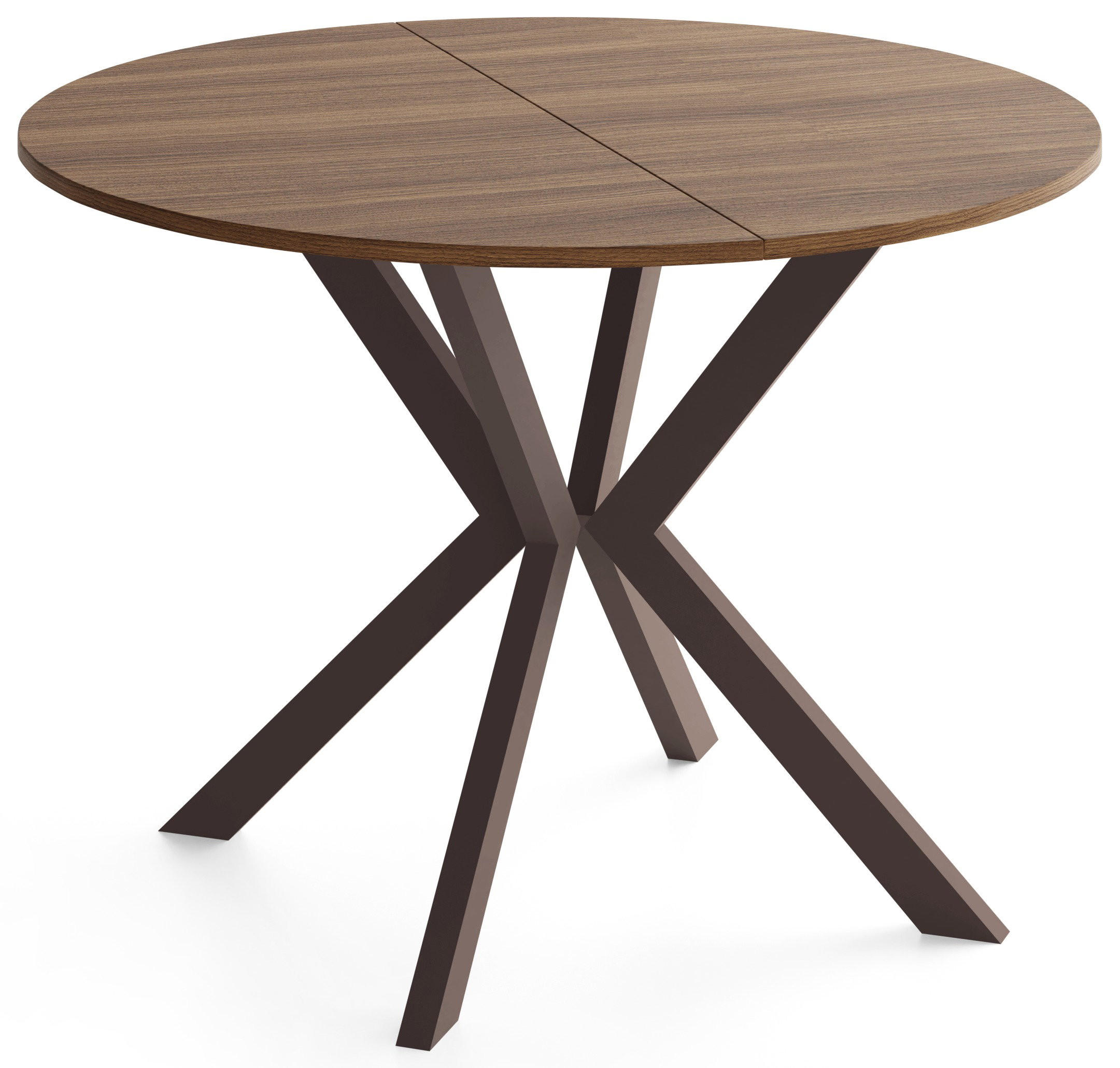 ESSTISCH Valio rund oval ausziehbar verlängerbar mit braunen Metallbeinen, Nussbaum Braun 100-140/100/76 cm - Walnussfarben/Braun, Holzwerkstoff/Metall (100/140/76cm) - WFL GROUP