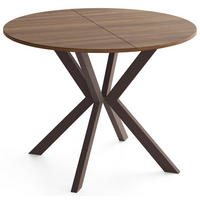 ESSTISCH Valio rund oval ausziehbar verlängerbar mit braunen Metallbeinen, Nussbaum Braun 90-130/90/76 cm - Walnussfarben/Braun, Holzwerkstoff/Metall (90/130/76cm) - WFL GROUP