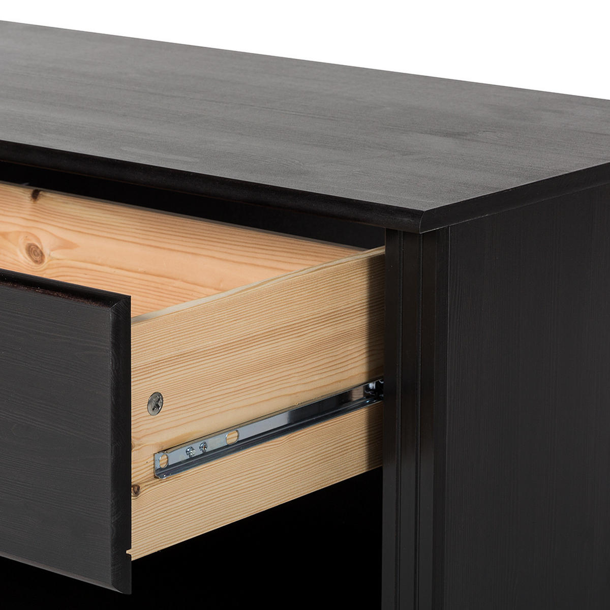 WOHNWAND - Kiefer massiv - Typ C - Schwarz, Holz (288/223/45cm) - home24