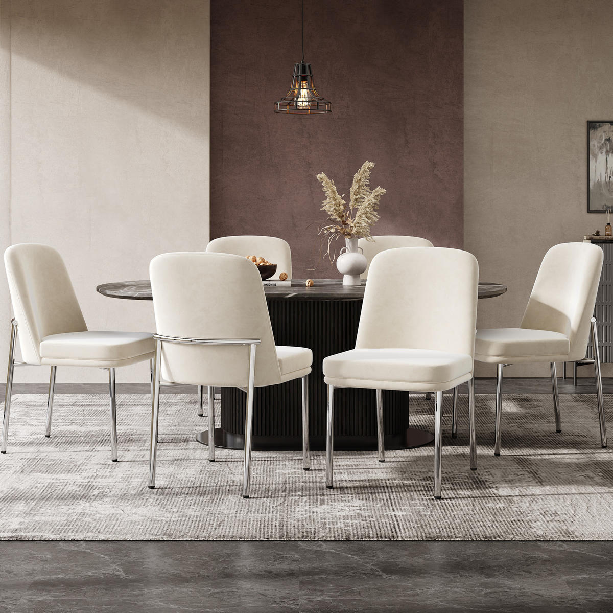 ESSZIMMERSTÜHLE mit gepolsterter Sitzfläche Samt Beige 2er-Set - Beige, Metall (53/82/42.5cm) - Meubliv