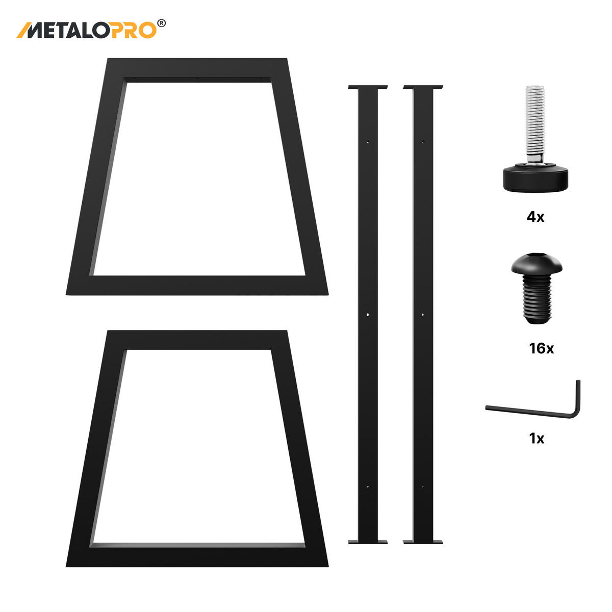 TISCHBEINE Nemesis Extreme Schwarz Metall 200/80/72 cm - Schwarz, Metall (80/72/200cm) - Metalo Pro