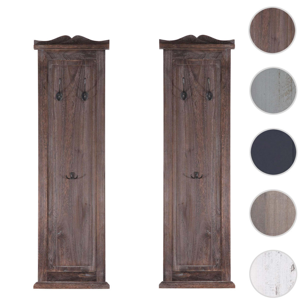 GARDEROBE 2er-Set 109x28x5,5cm Wandhaken Holz Dunkelgrau lackiert - Dunkelgrau, Holz (28/109/5.5cm) - BERLINLODGE