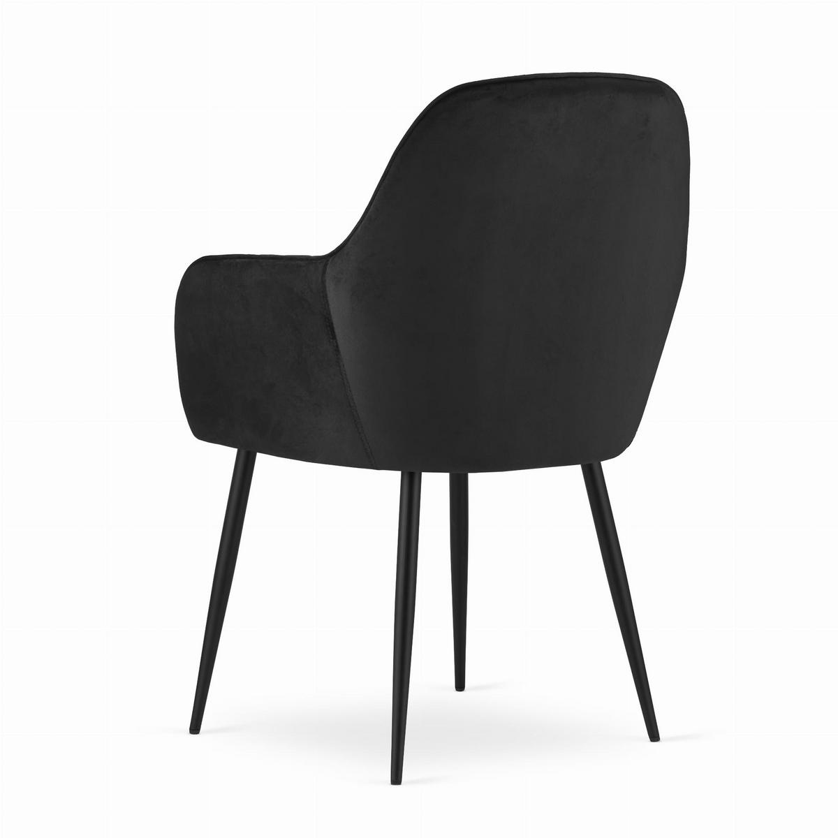 STUHL PRAIANO 4-er Set, Schwarz, Schwarz, mit Samtstoff gepolstert - Schwarz, Textil/Metall (58/87/57cm) - Komodee