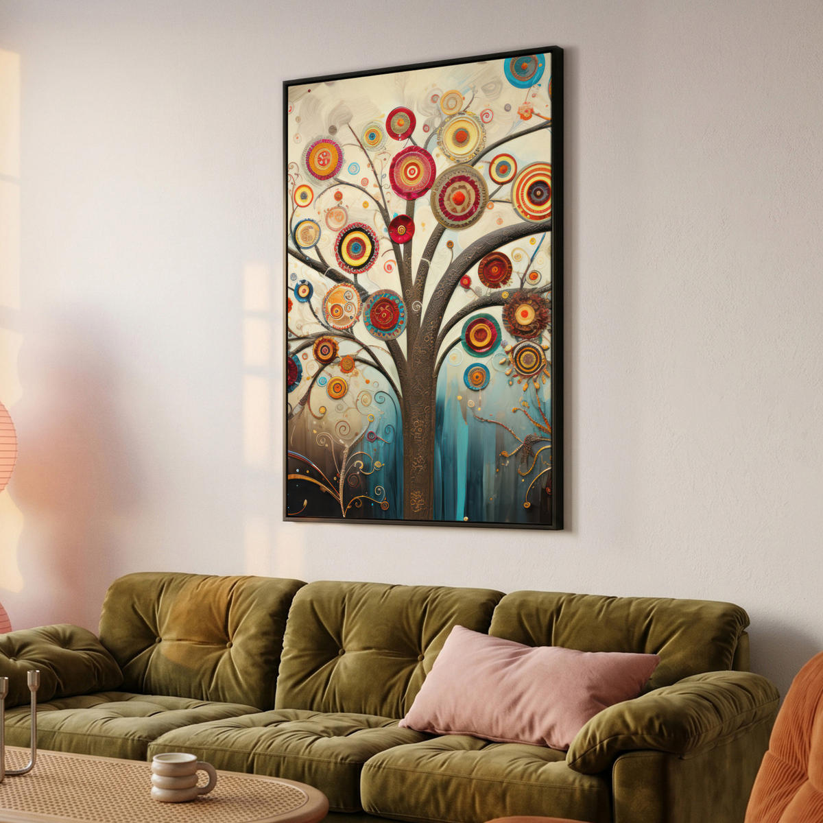 LEINWAND Bilder mit Rahmen - Baum - Baum des Lebens - Farbe - 90x140 - Braun, Textil (90/140cm) - MuchoWow