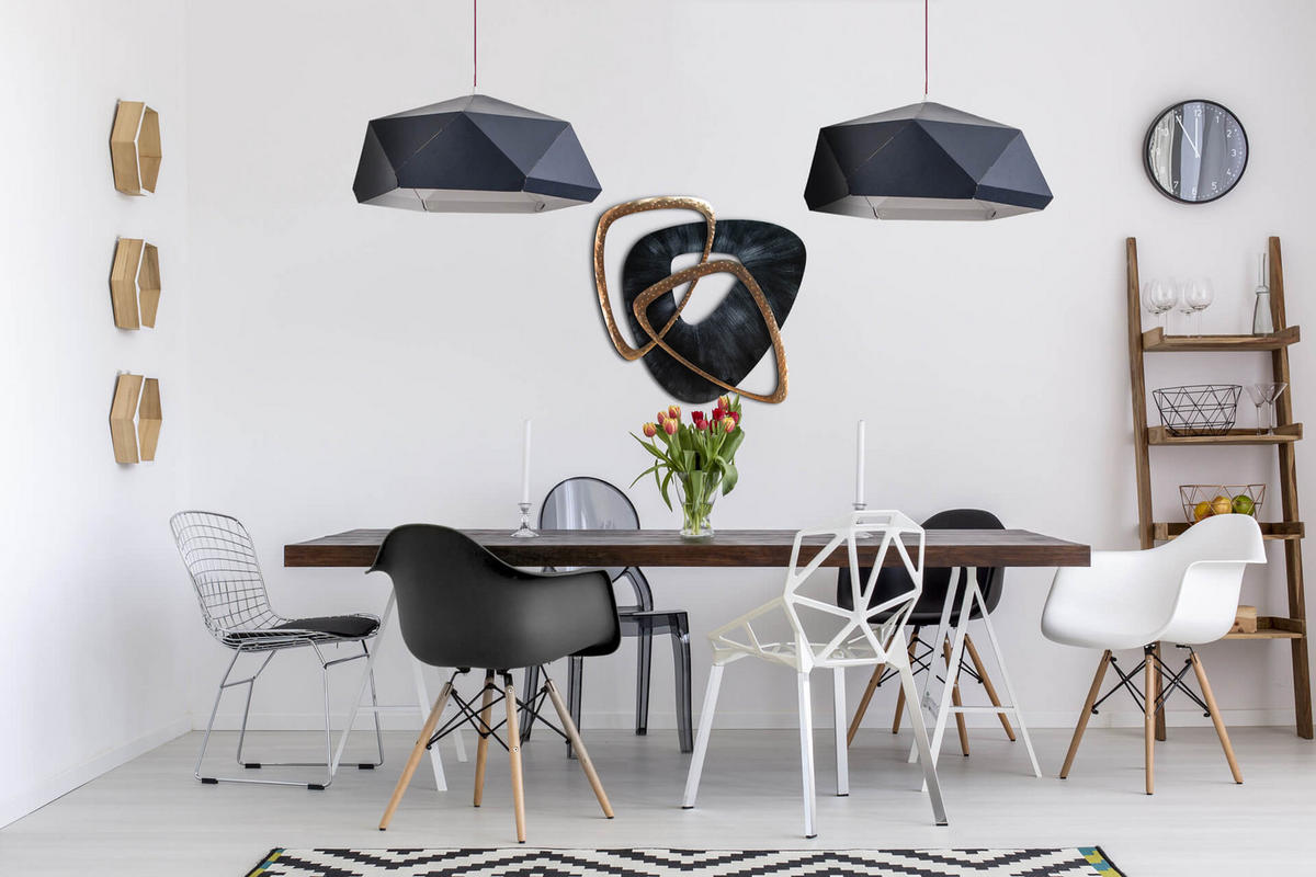 WANDDEKO Schwarz 80/80 cm - Schwarz, Metall (2.9/80/5cm) - KUNSTLOFT