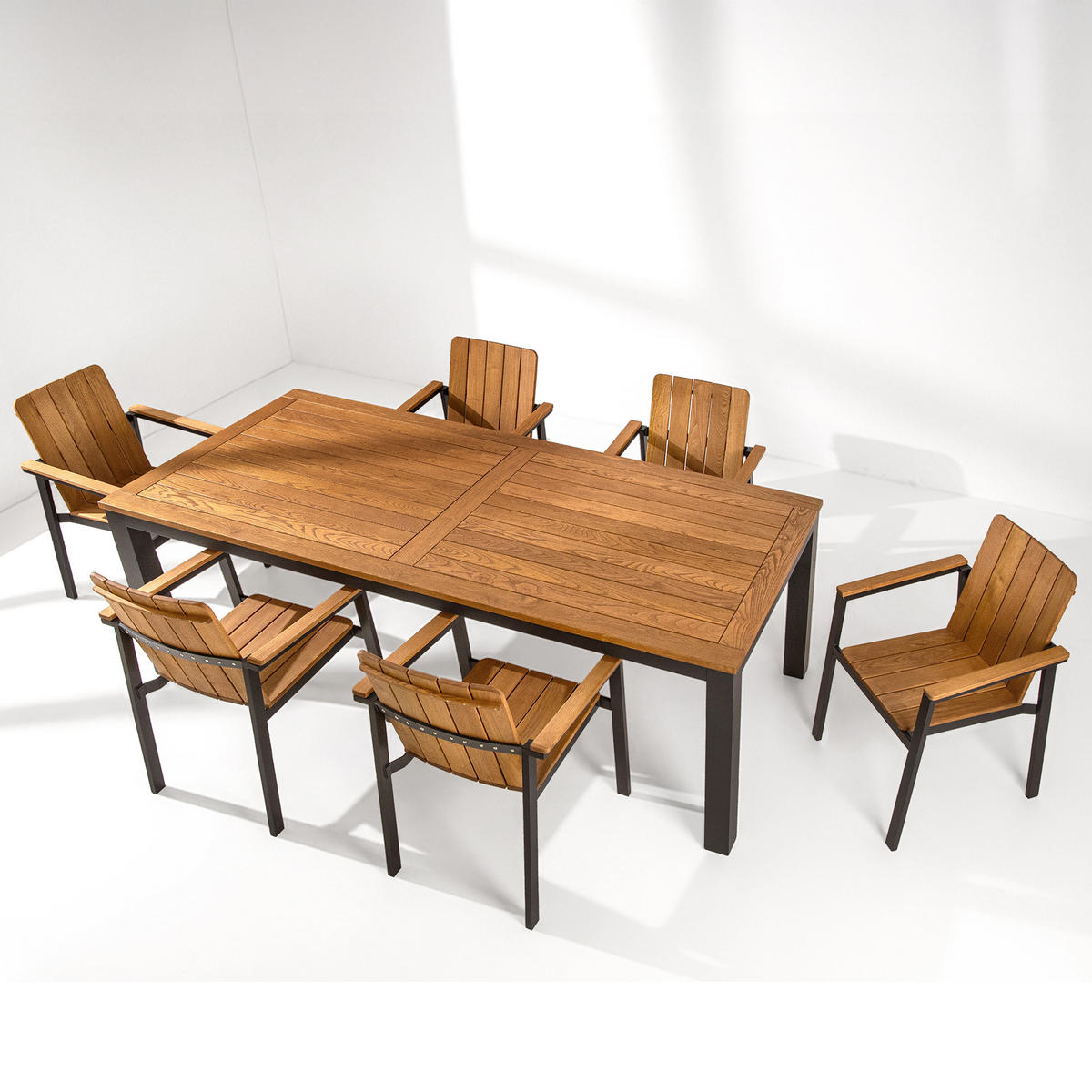 GARTEN ESSGRUPPE LENTI, Gartenmöbel-Set, 7-er Set - Anthrazit/Braun, Holz - KONSIMO®