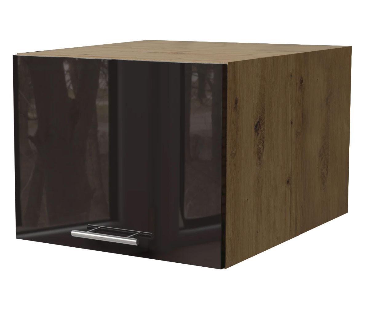 Feldmann-Wohnen Aufsatzschrank Schwarz Hochglanz, Eiche Artisan 45x36x59 cm