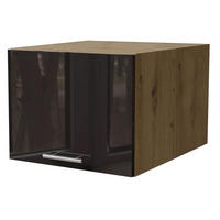 AUFSATZSCHRANK Essen W6B/45 Schwarz Hochglanz / Eiche Artisan Matt 45 / 59 / 36cm - Schwarz Hochglanz/Schwarz, Holz/Holzwerkstoff (45/36/59cm) - Feldmann-Wohnen