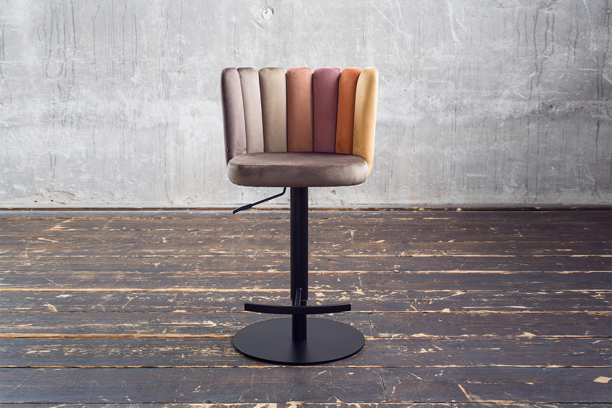 BARHOCKER JADA Braun Velvet - Dunkelbraun/Schwarz, Kunststoff/Textil (55/85/53cm) - KAWOLA