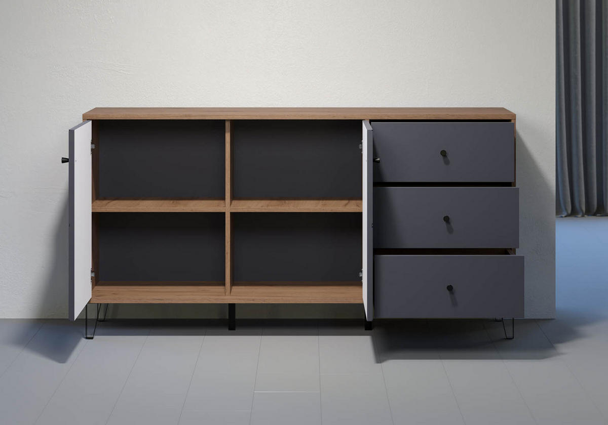 SIDEBOARD Touch Graphitfarben - Graphitfarben, Holzwerkstoff (183/76/40cm) - ebuy24