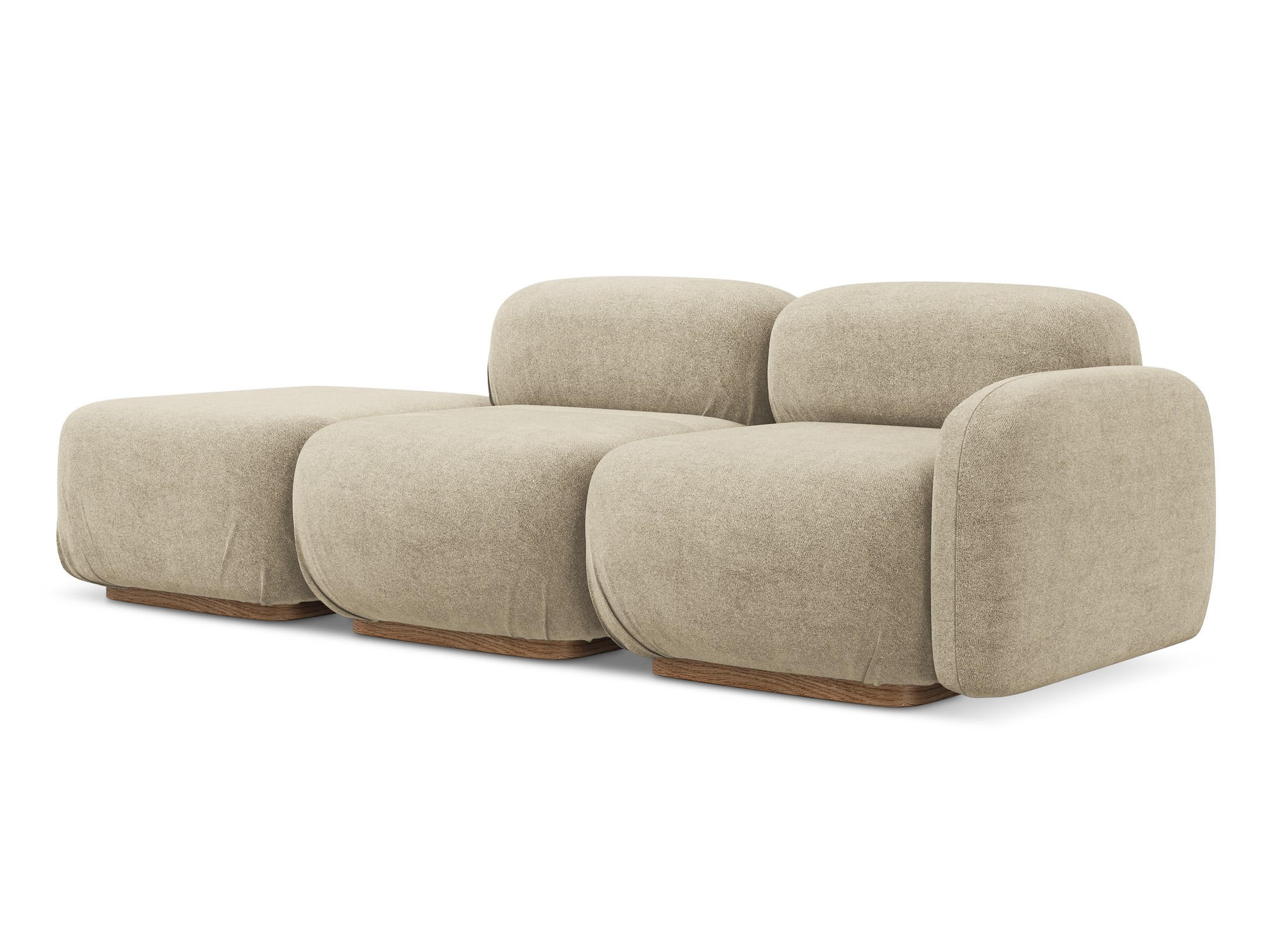 3-SITZER SOFA Links Bouclé Stoff Beige - Beige/Braun, Holz/Textil (258/73/95cm) - Makamii