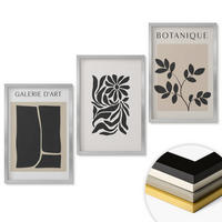 WANDBILDER 3er Set - 40x60 cm Silberner Rahmen - Abstrakte Pflanzenmuster - Silberfarben, Kunststoff (40/60cm) - ArtPrintCave