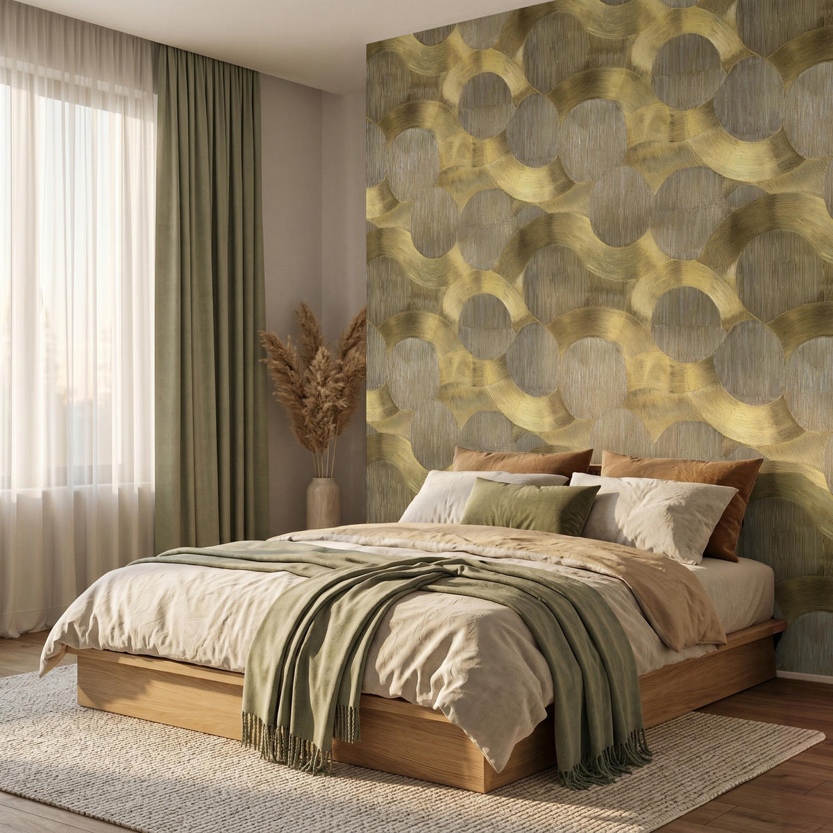 TAPETE - Modern - Geometrisch - Gold - 220x280 cm - Goldfarben, Papier (220/280cm) - OnlyWow