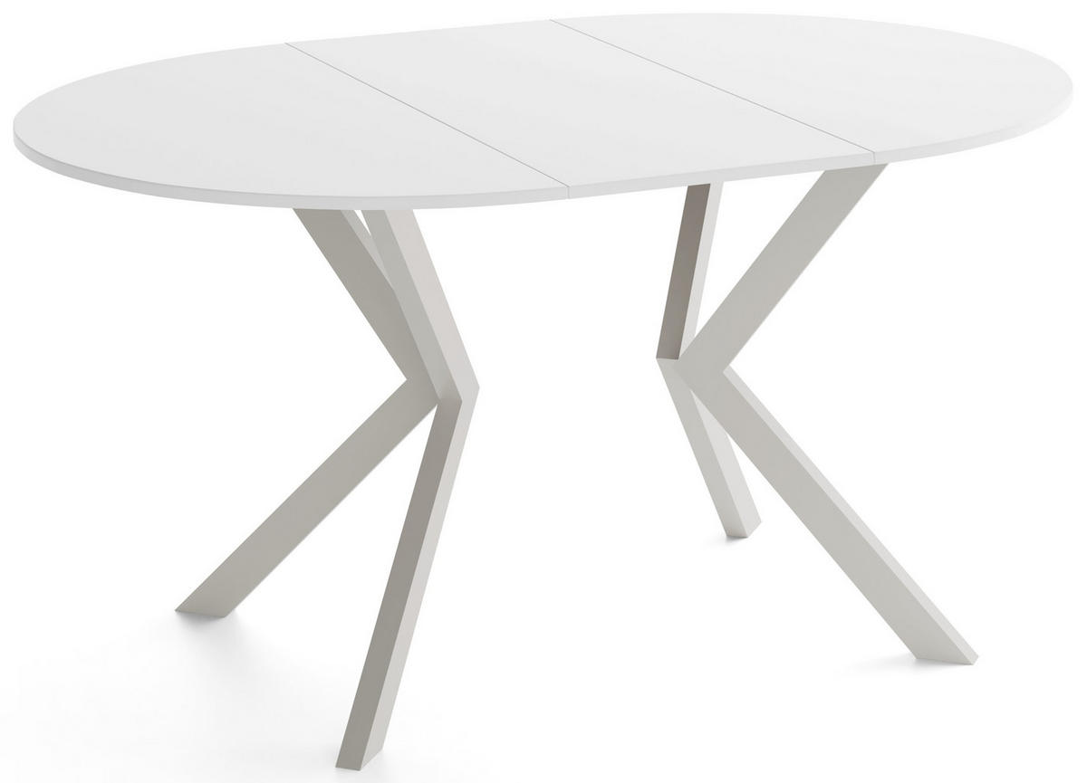ESSTISCH Valio rund oval ausziehbar verlängerbar mit Metallbeinen in Kaschmir Grau, Weiß 100-140/100/76 cm - Kaschmir/Beige, Holzwerkstoff/Metall (100/140/76cm) - WFL GROUP