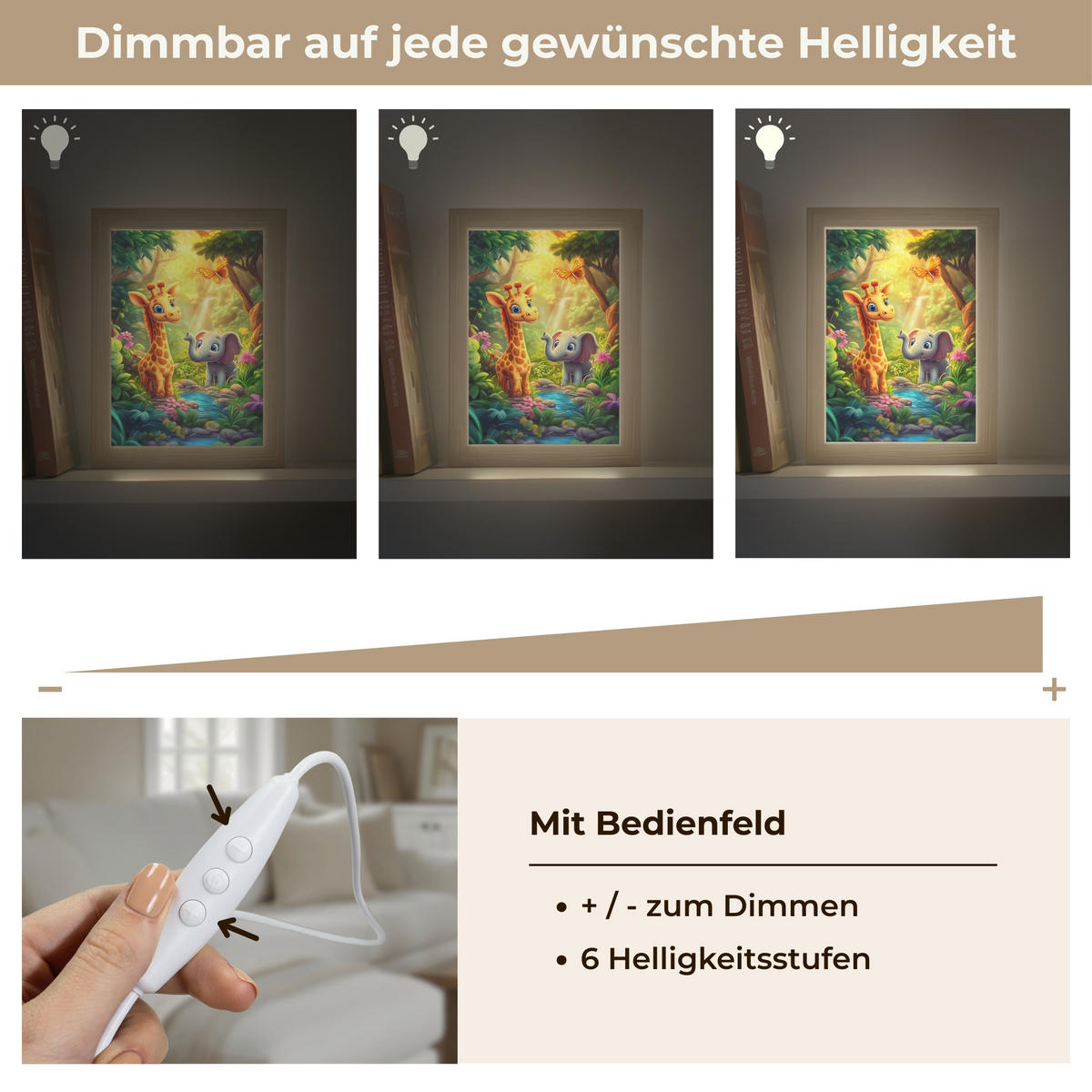 WANDLEUCHTE Giraffe - Elefant - Blumen - Dschungel 15x20 cm - Grün, Holzwerkstoff (15/20/8cm) - OnlyWow