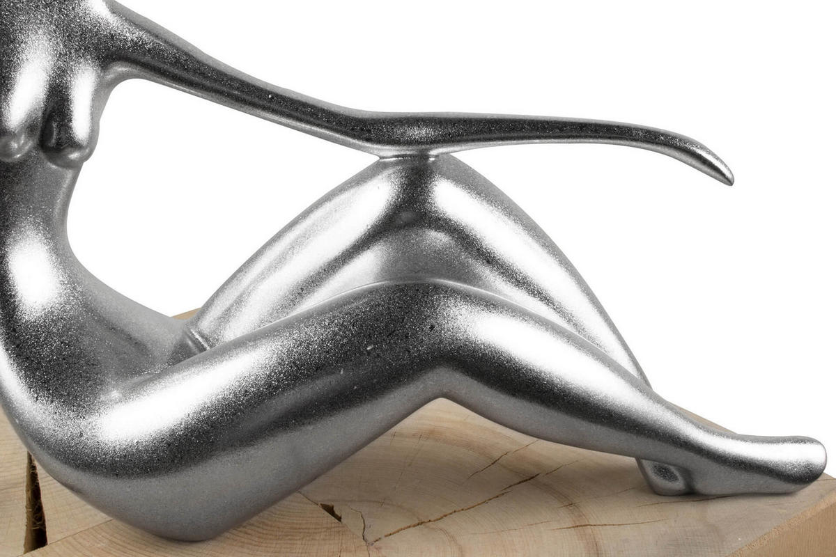 SKULPTUR Silber 36/22 cm - Silberfarben, Stein (0.92/22/10cm) - KUNSTLOFT