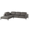 ECKSOFA mit Ottomane - Schwarz/Grau, Leder/Metall (263/238cm) - home24