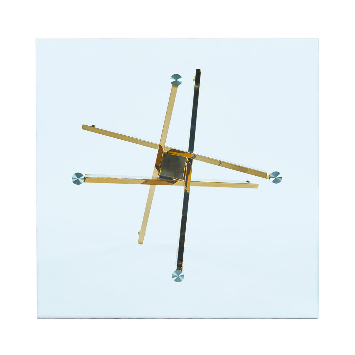 ESSTISCH 80/80/75 cm goldfarben aus Glas und Metall mit Kreuzgestell - Goldfarben, Metall (80/80/75cm) - OKWISH