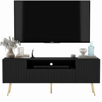 TV-SCHRANK Elpis2 Schwarz Matt mit goldenen Metallbeine Glamour 150 cm - Goldfarben/Schwarz, Holzwerkstoff/Metall (150/60.5/36.5cm) - Meble Lindner