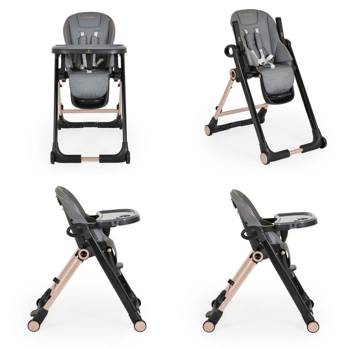 HOCHSTUHL Prime klappbar grau höhenverstellbar Räder Gurt Babyliege - Grau, Kunststoff (80/105/61cm) - Cangaroo