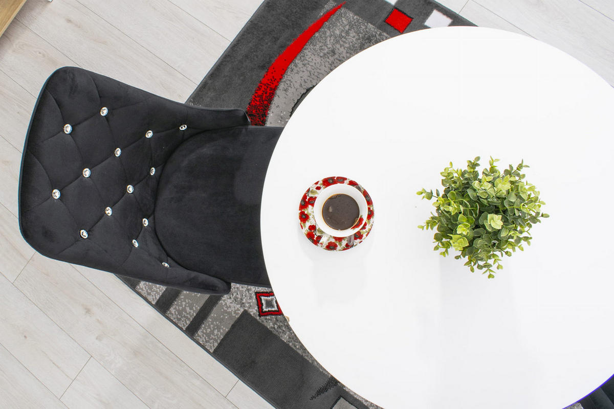 STUHL AMOROSI 4-er Set, Schwarz, mit Samtstoff gepolstert - Schwarz, Textil/Metall (48/93/56cm) - Komodee