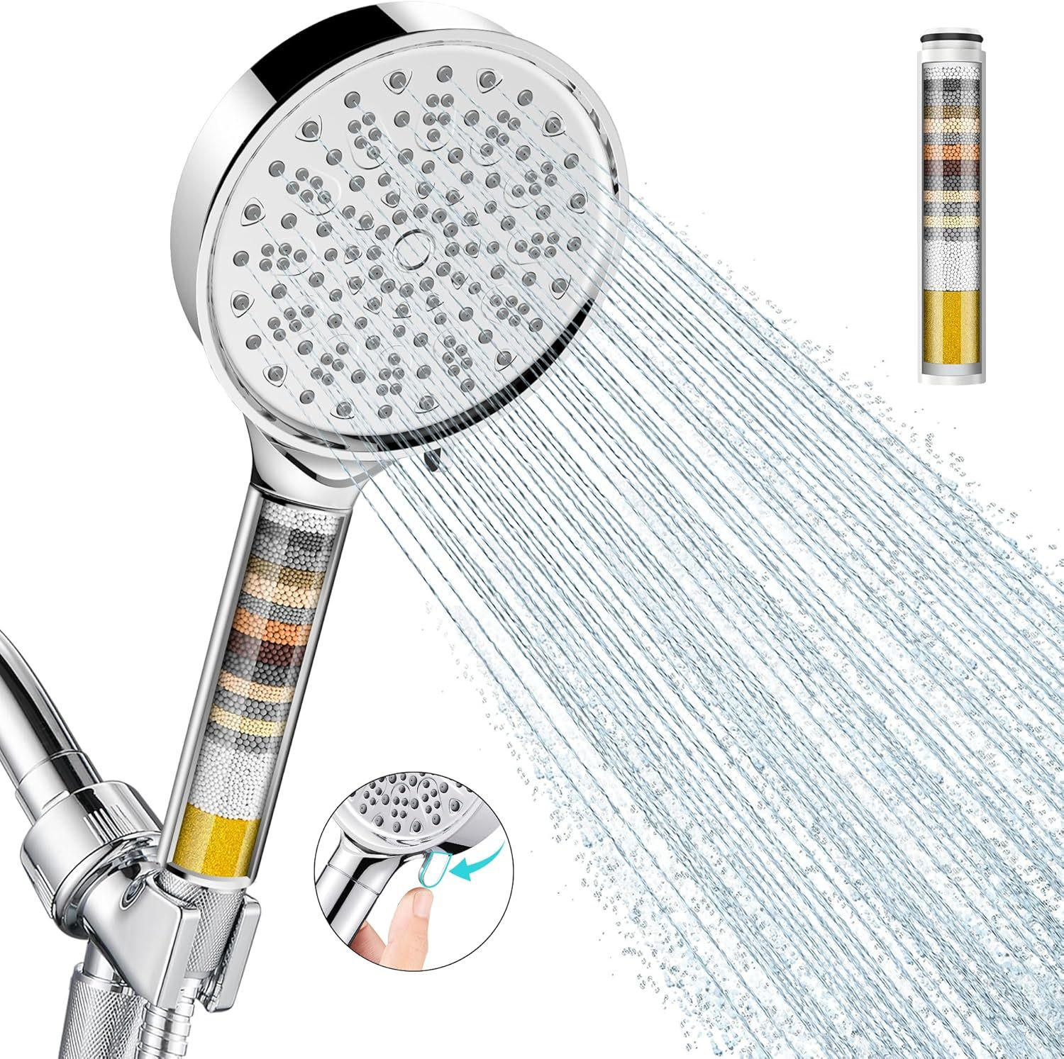 DUSCHKOPF – silber – 10 Modi - Silberfarben, Kunststoff (28cm)