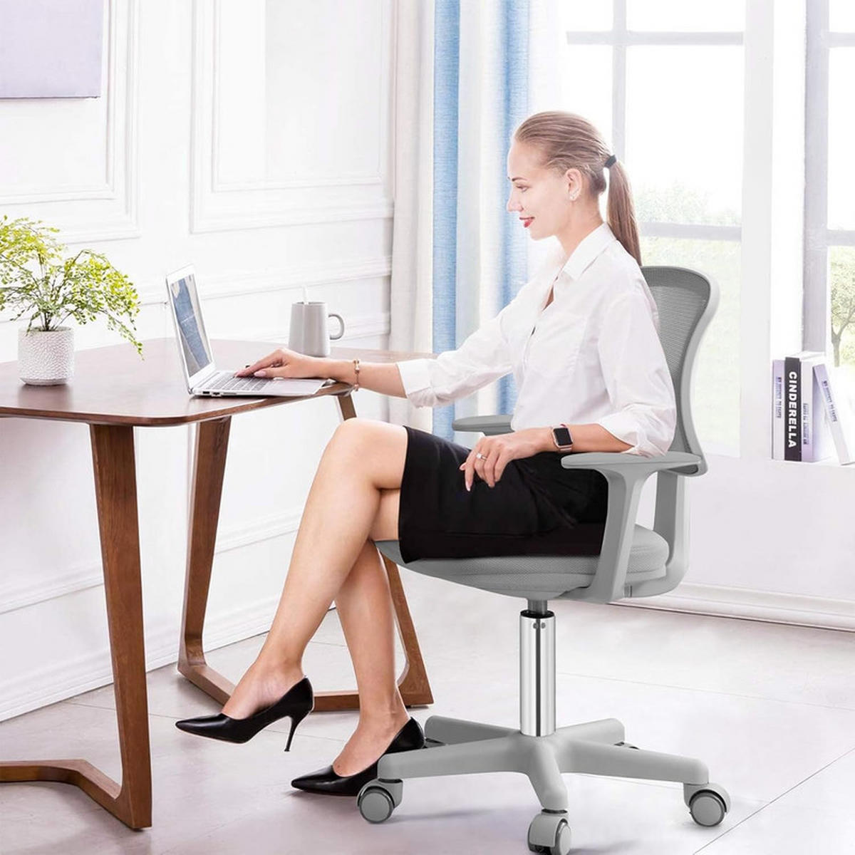 KINDER‑BÜROSTUHL 360°drehbar grau - Grau, Kunststoff (54/80/54cm) - COSTWAY