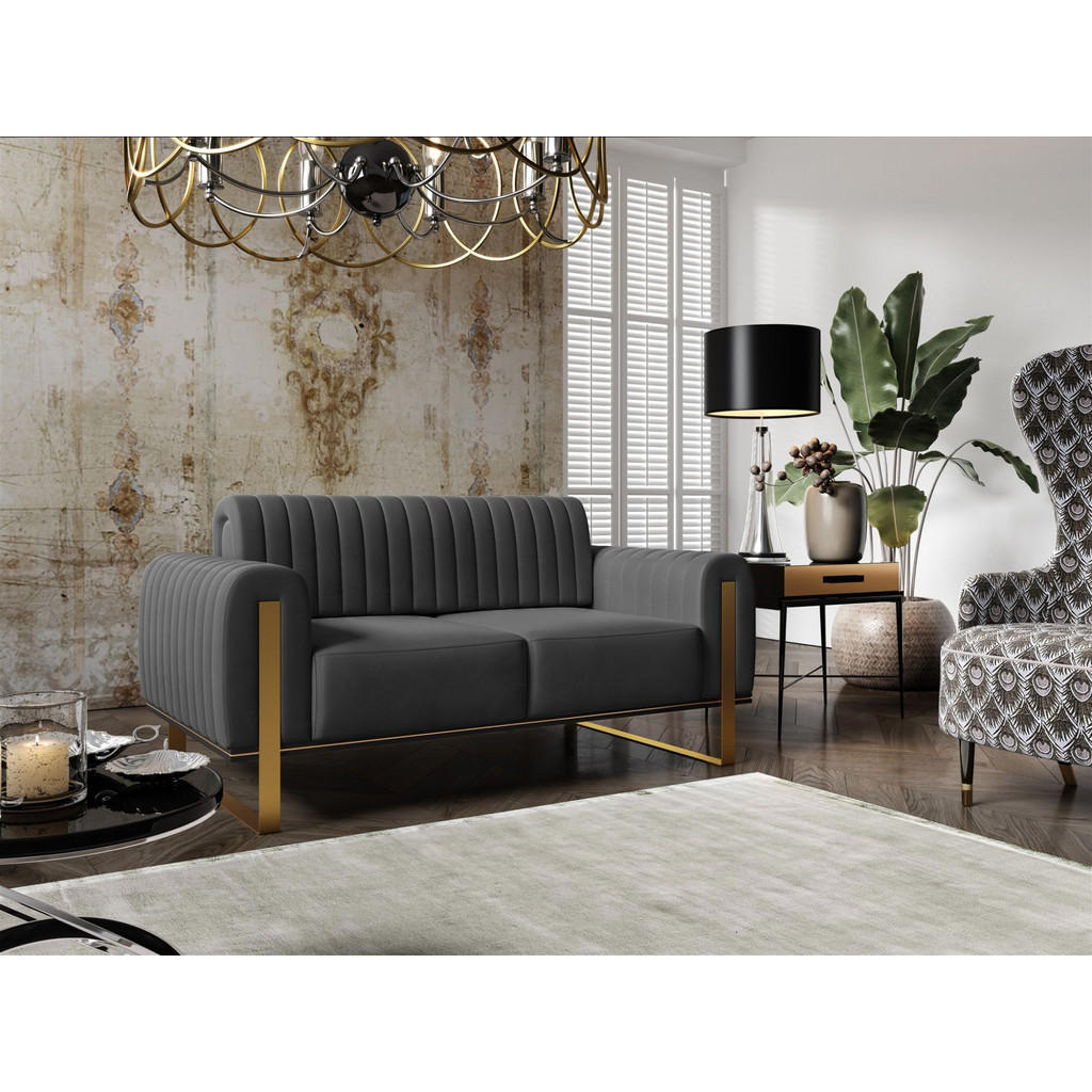 Thumbnail - Fun Möbel Sofa, Anthrazit, Textil, 164x79x90 cm, Wohnzimmer, Sofas & Couches, Sofas, 2-Sitzer Sofas