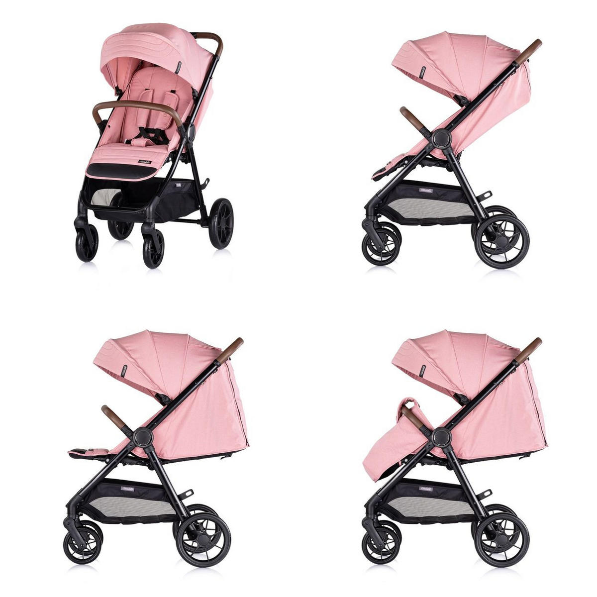 KOMBIKINDERWAGEN Ultera 3 in 1 rosa Babyschale Fußabdeckung klappbar Korb - Rosa, Metall (75/56/102cm) - Chipolino
