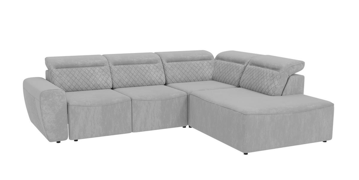 ECKSOFA Reid Grau Samt - Schwarz/Grau, Holz/Kunststoff (273/224cm) - S-Style Möbel