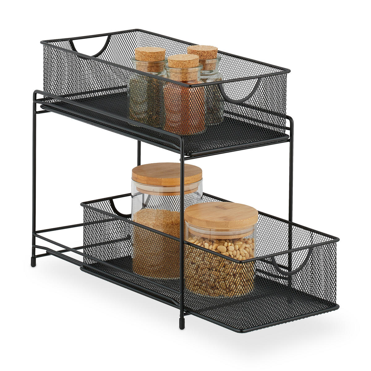 KÜCHENORGANIZER - Schwarz, Kunststoff/Metall (19/32/35.5cm) - Relaxdays