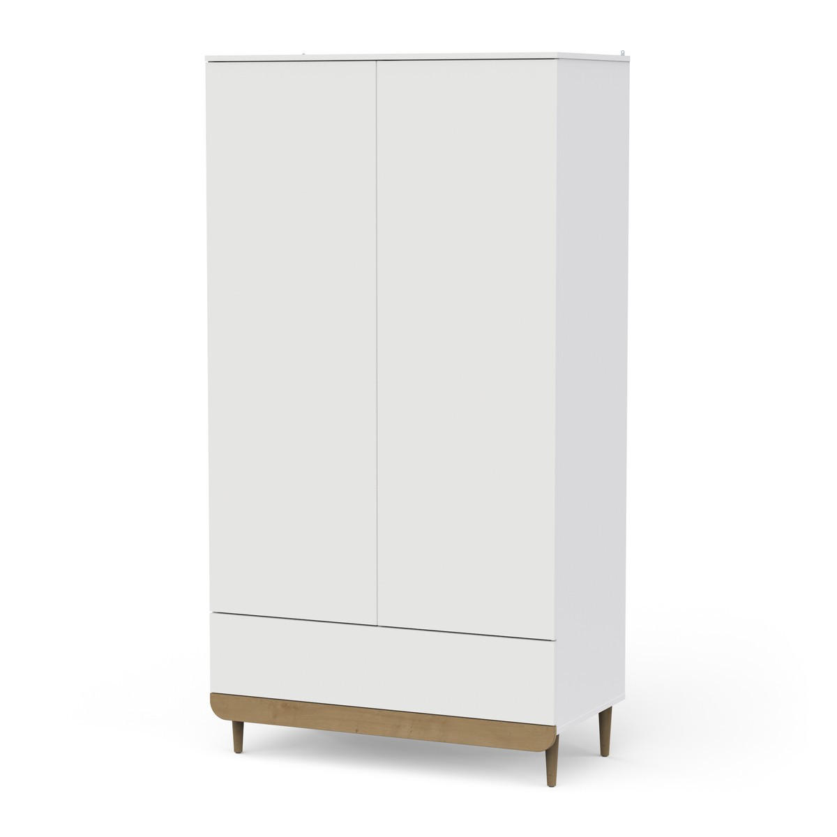 SCHRANK mit 2 Türen, 1 Schublade, Dekor in Weiß und mittlerem Eichenholz 100,6/56,5/194 cm - Weiß, Holzwerkstoff (56.5/194/155cm) - Calicosy